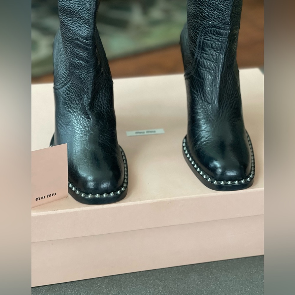 Miu Miu leather studded boots